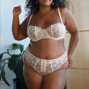 Savage x Fenty Caged Lace Unlined Balconette Bra iridescent vintage lace 38DDD